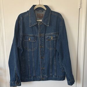 Lee Jeans Vintage Mens Large Medium Dark Blue Denim Truckers Jacket